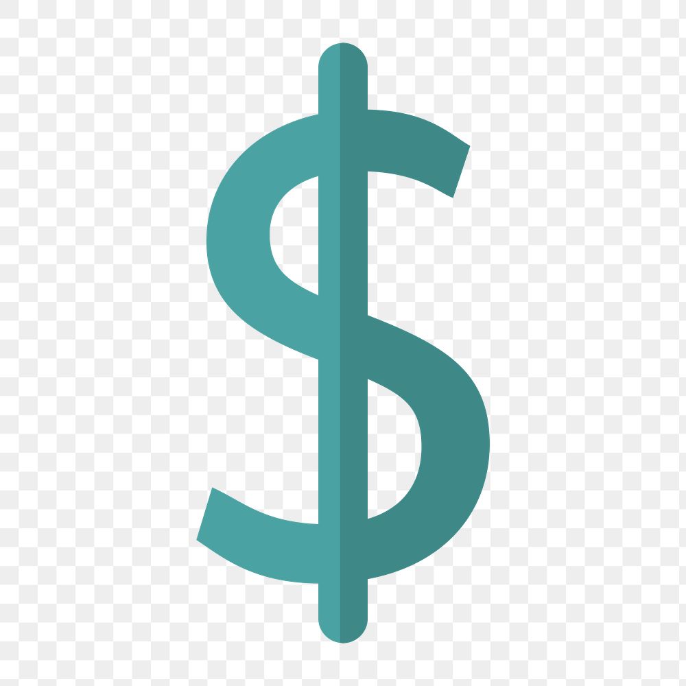 US dollar sign icon png, currency illustration on  transparent background 