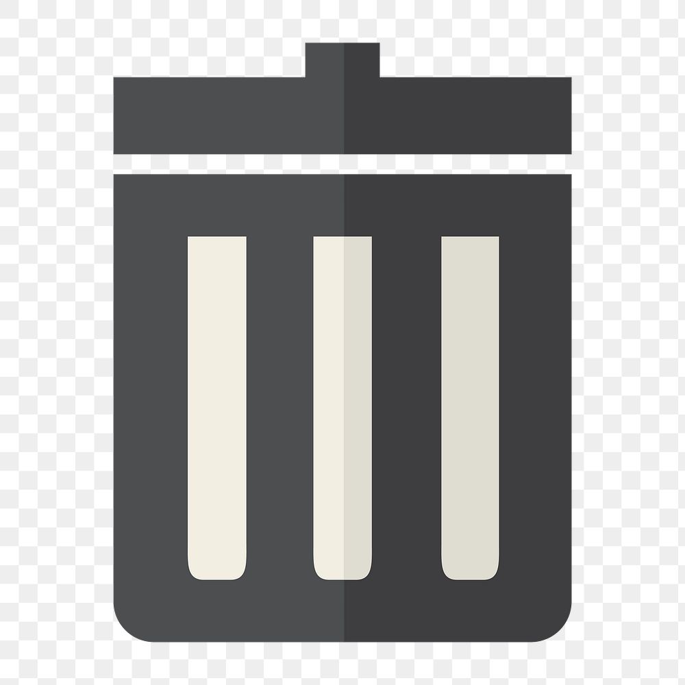 Trash bin icon png, folded paper texture on  transparent background 