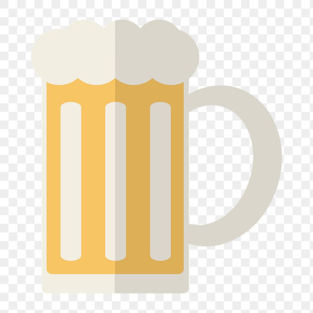 Beer glass icon png, folded paper texture on  transparent background 