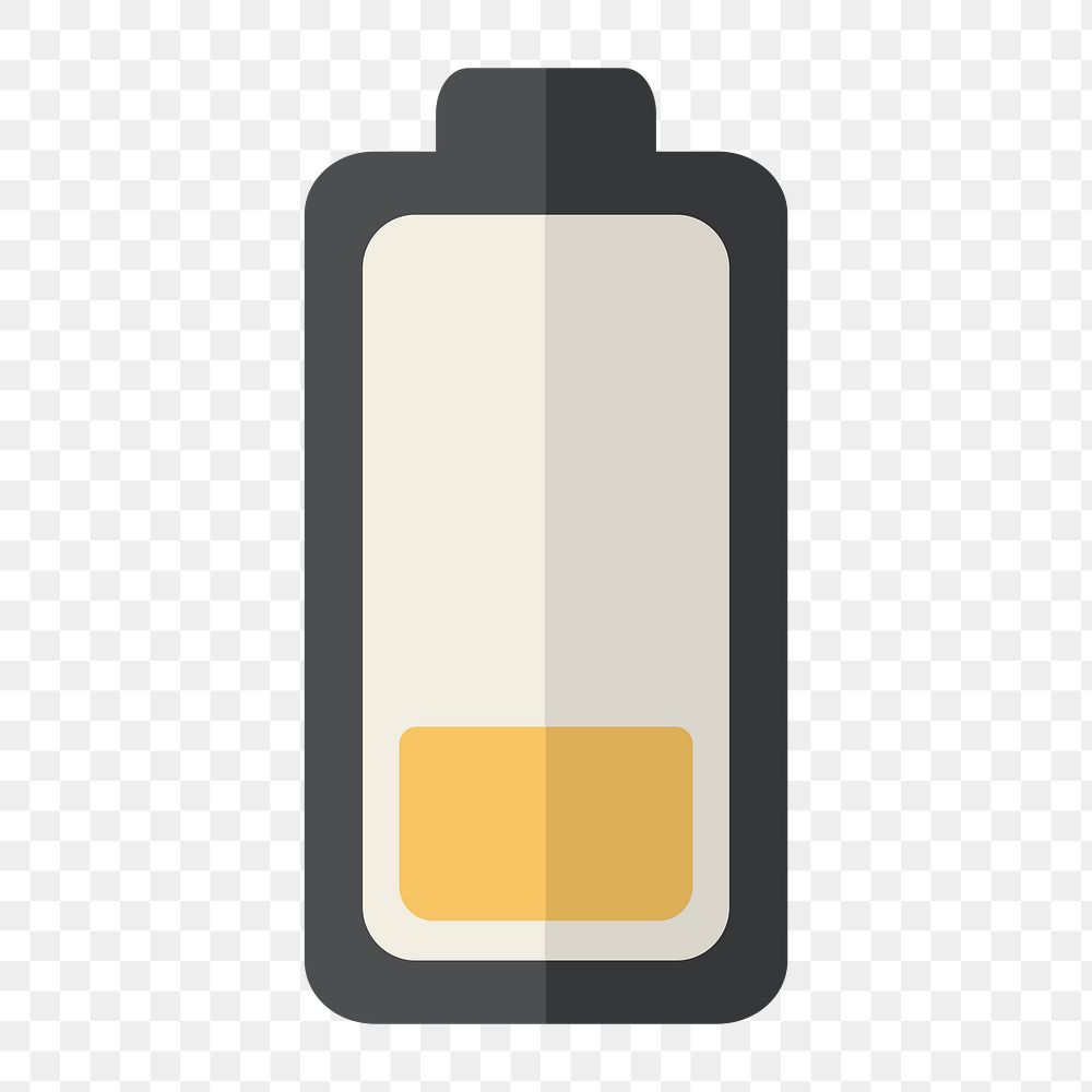 Low battery icon png,  transparent background 