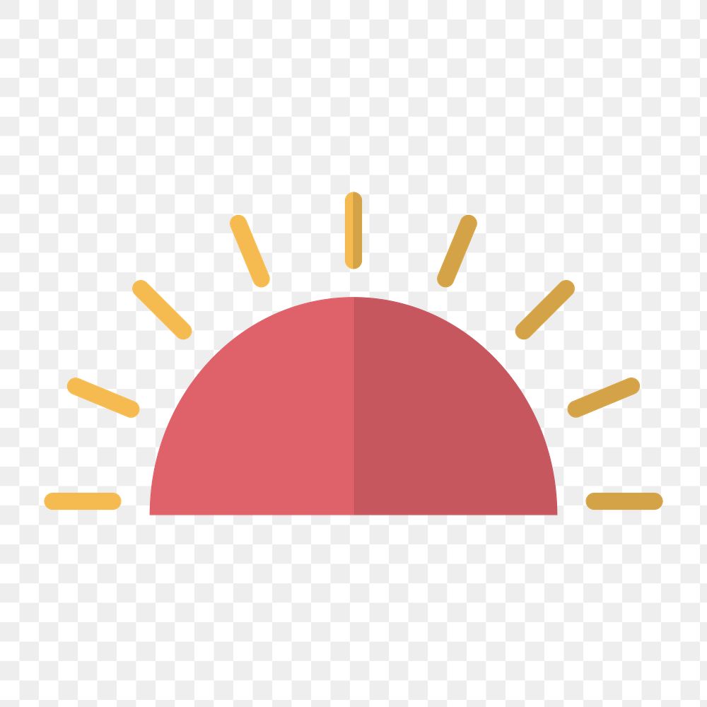 Sun rising icon png, cute weather illustration on  transparent background 