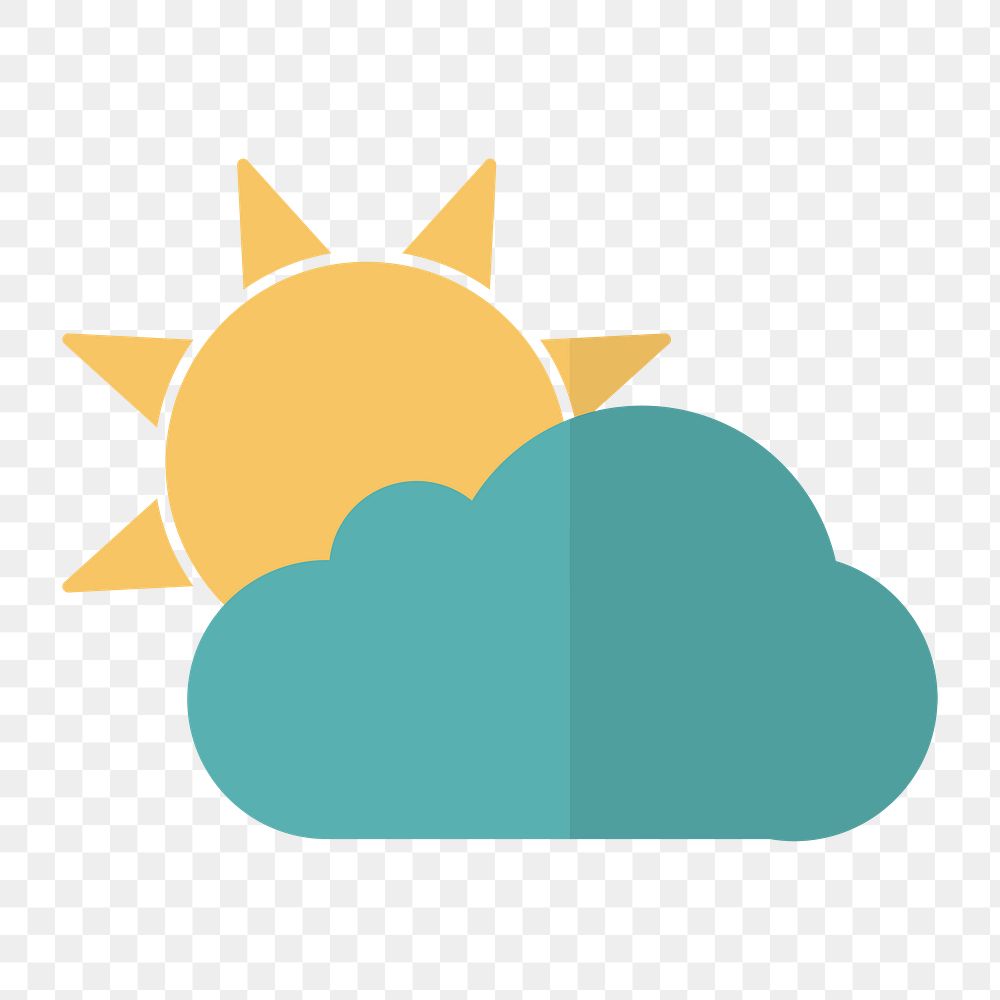 Partly cloudy icon png, weather forecast illustration on  transparent background 