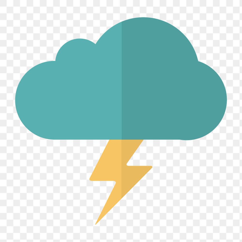 Thundercloud icon png, folded paper texture on transparent background 