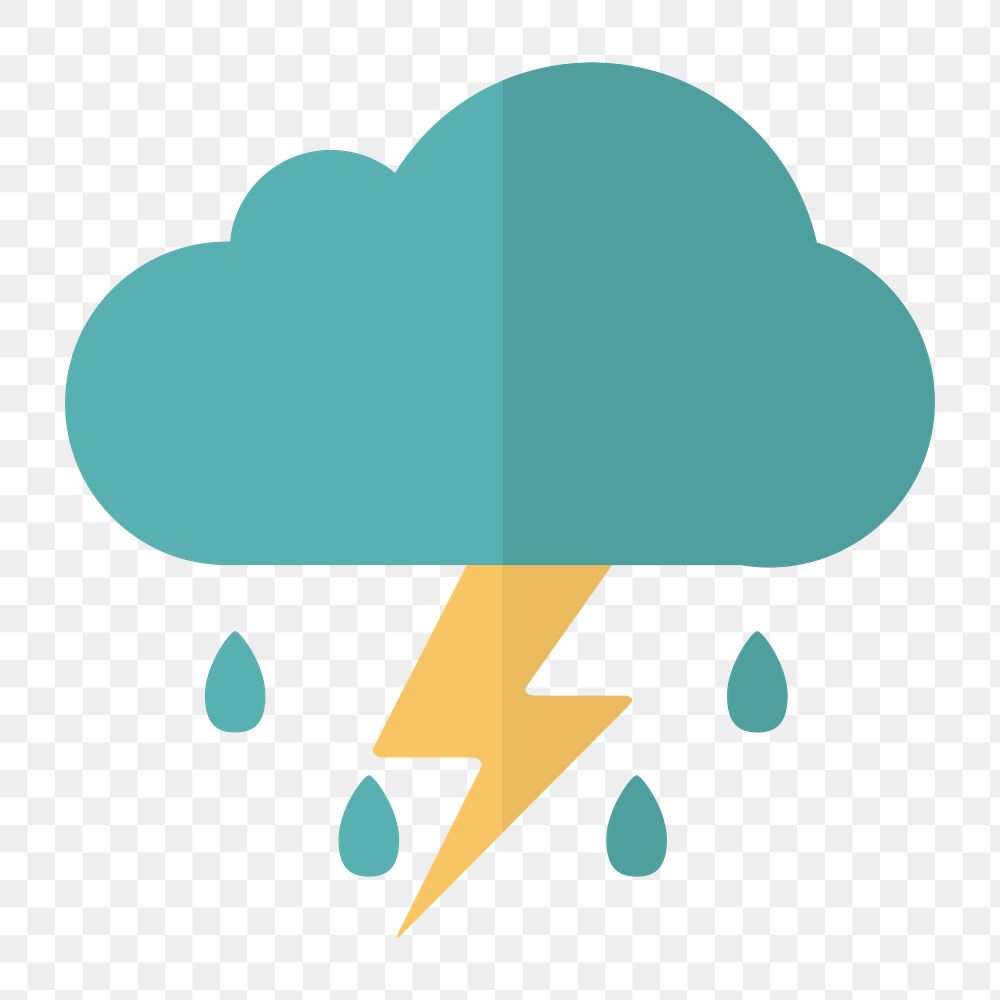 Thunderstorm cloud icon png, weather forecast Illustration on  transparent background 