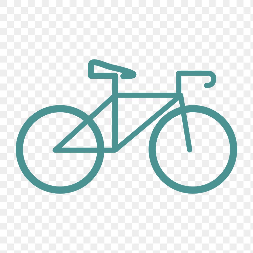 Bicycle icon png, line art illustration on transparent background