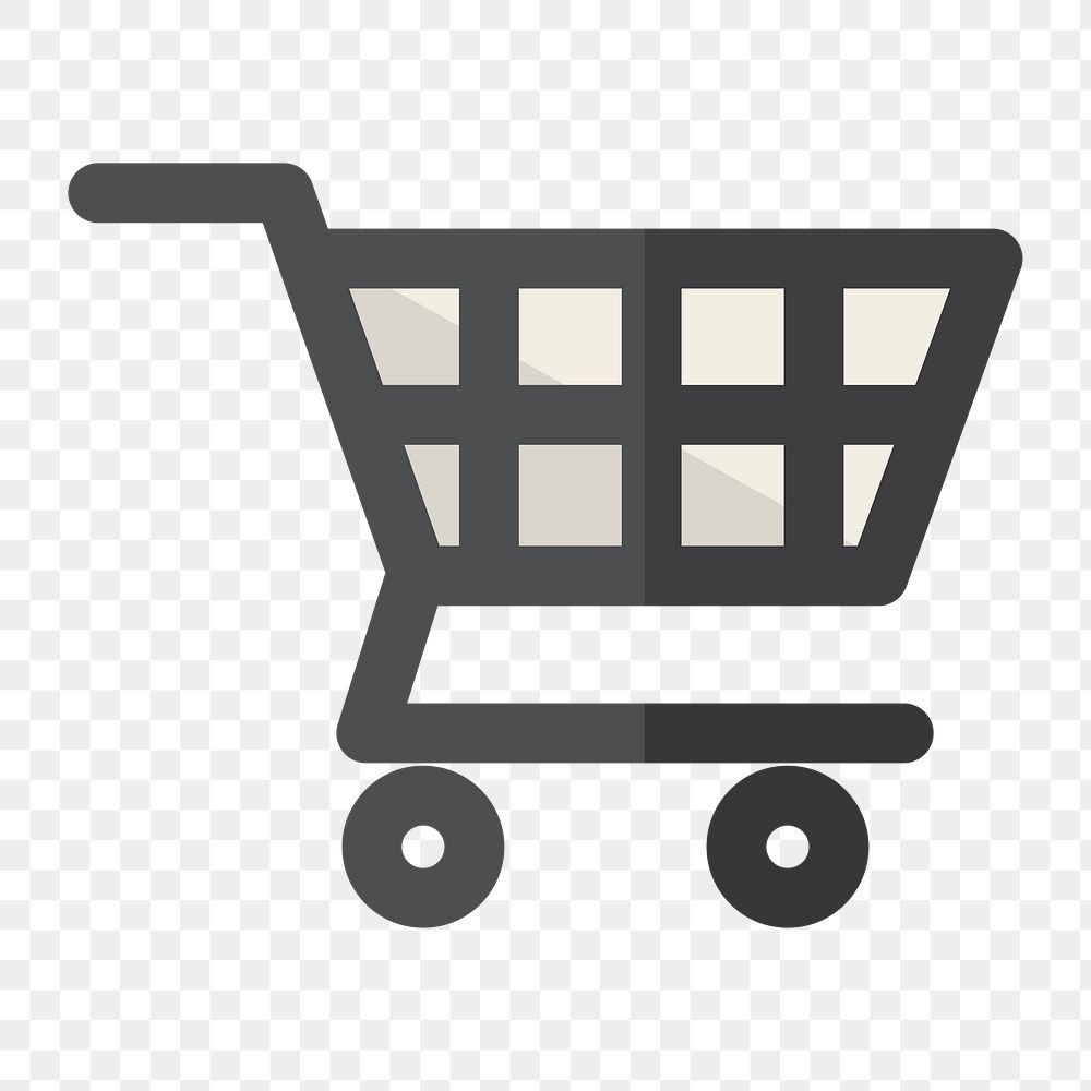 Shopping cart icon png, transparent background 