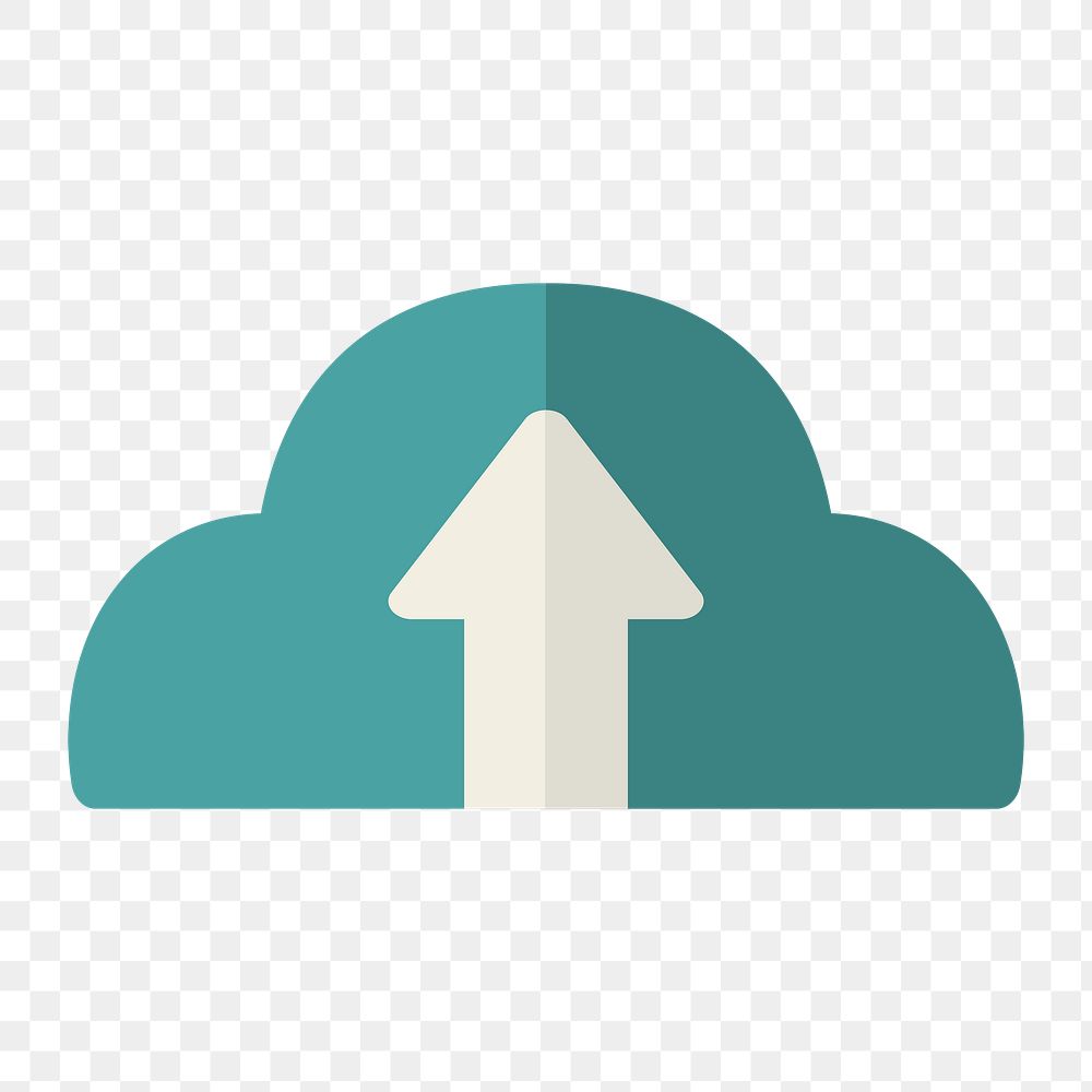 Cloud upload icon png, folded paper texture on  transparent background 