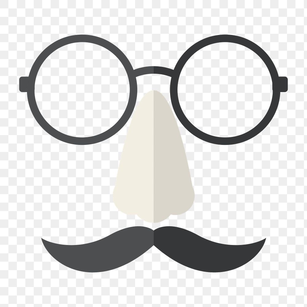 Png round glasses and mustache,  transparent background 