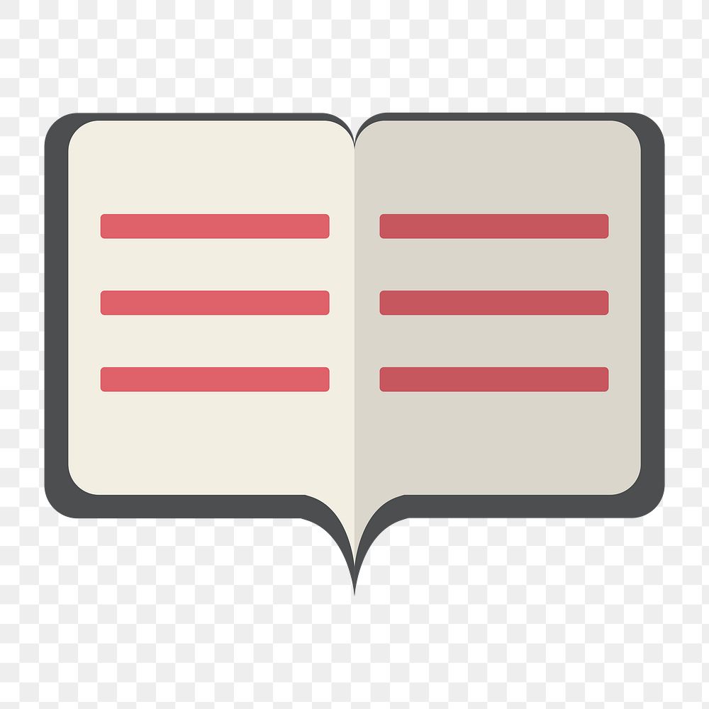 Open notebook icon png, transparent background 