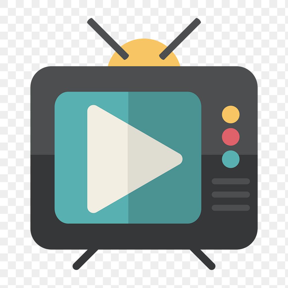 Retro television box icon png, transparent background 