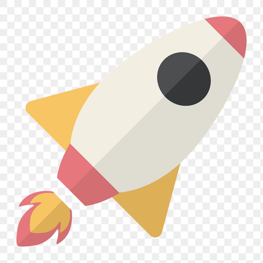 Launching rocket icon png, startup business graphic on  transparent background 