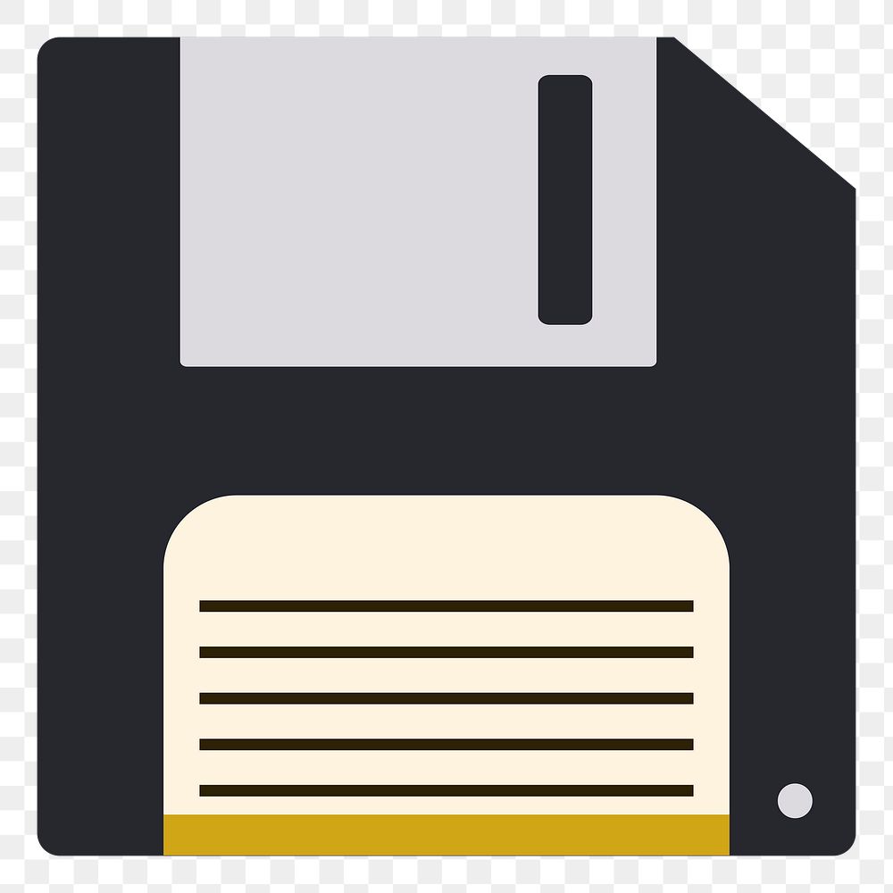 Png floppy disk flat sticker, transparent background