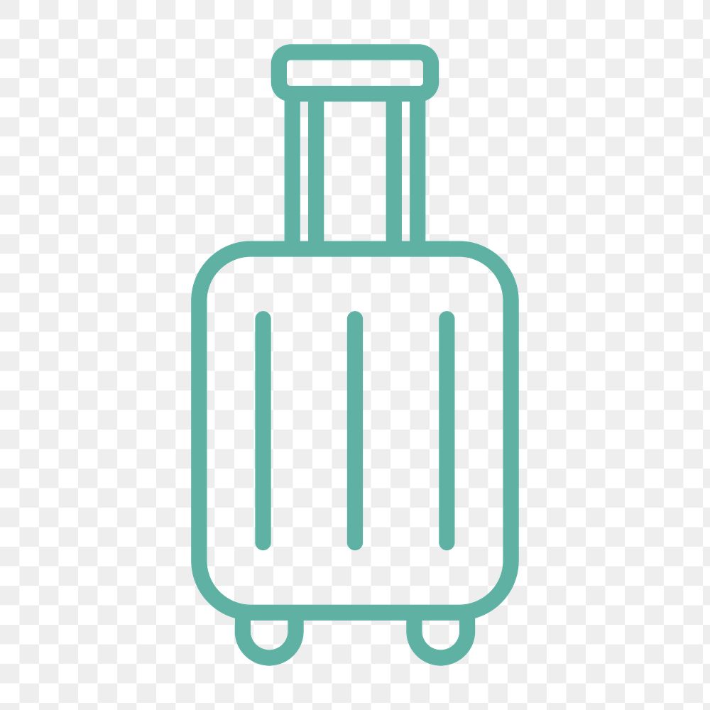 Luggage icon png, line art illustration on transparent background 