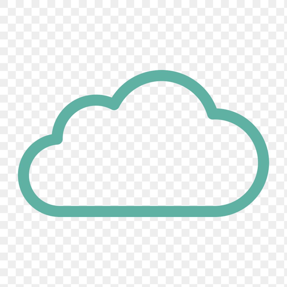 Cloud icon png, line art Illustration on transparent background 