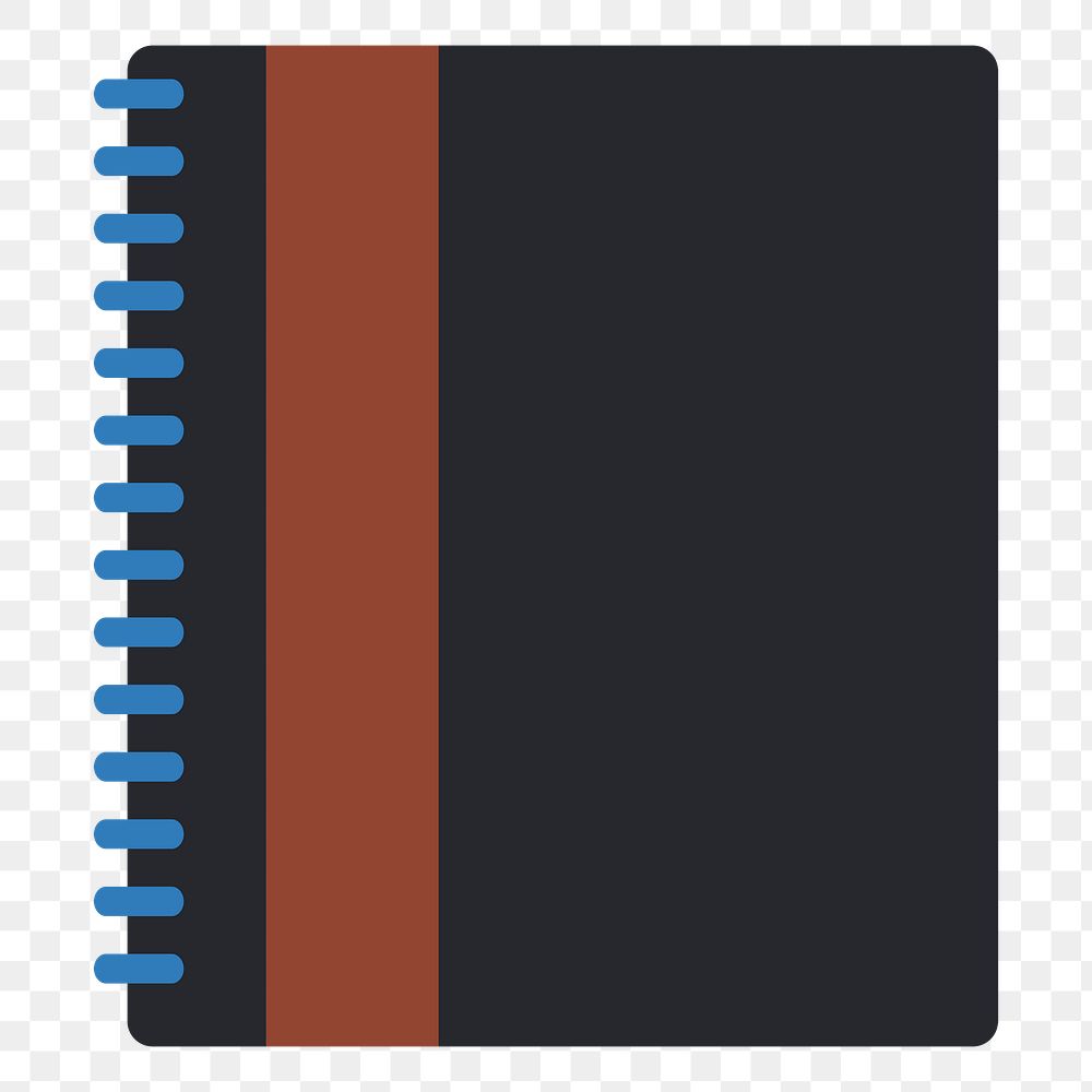 Png black notebook flat sticker, transparent background