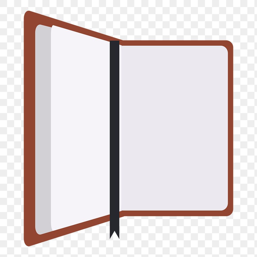 Png open journal flat sticker, transparent background