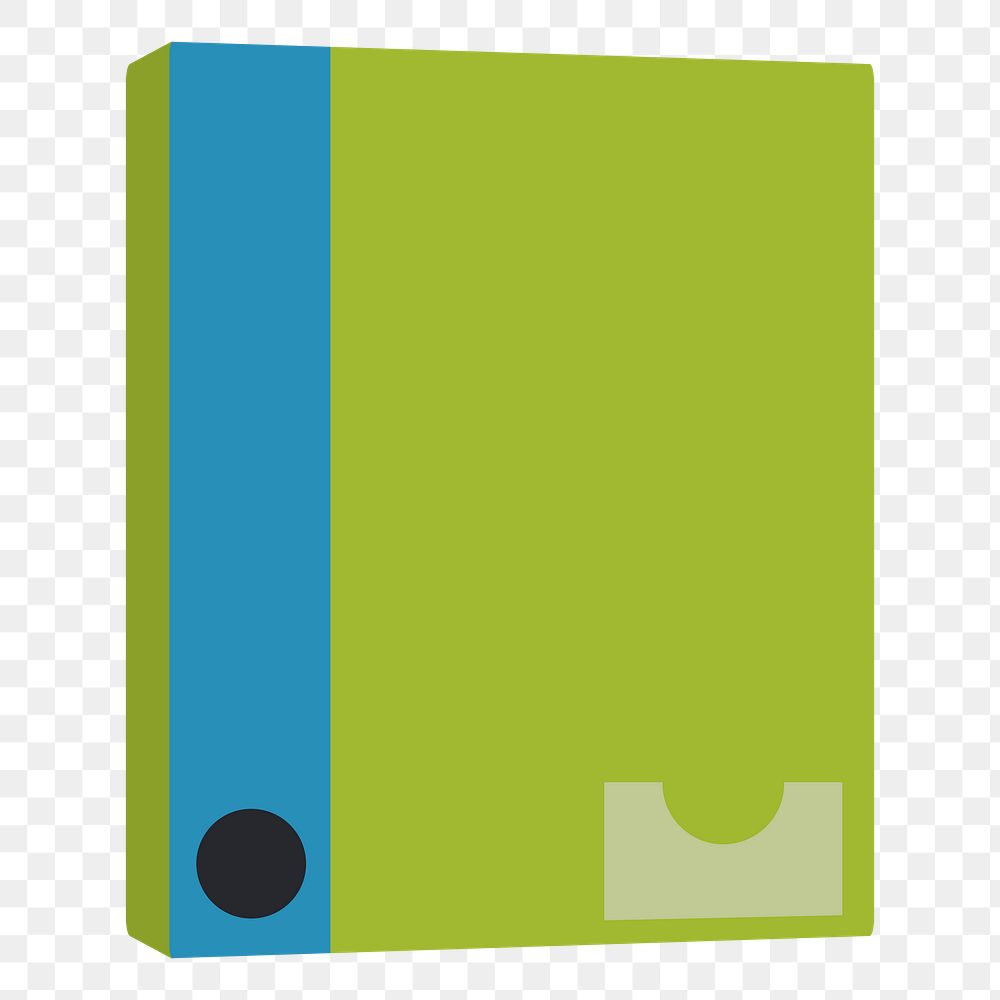 Png green binder flat sticker, transparent background