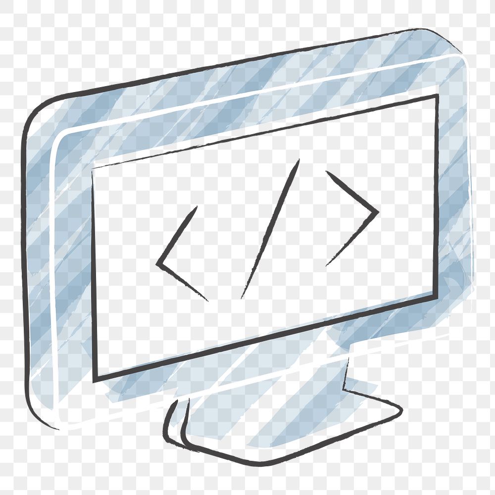 Png blue computer design element, transparent background