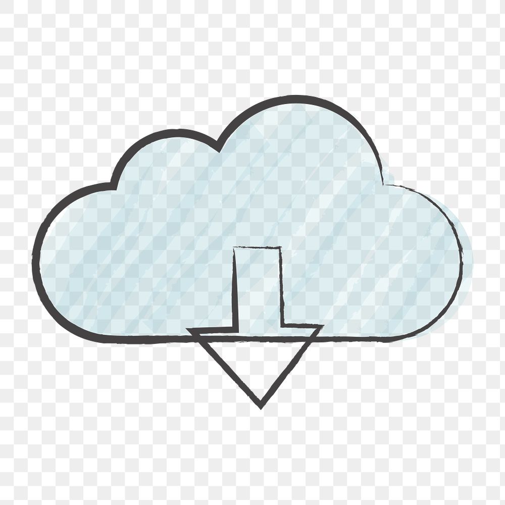 Png cloud download icon, transparent background