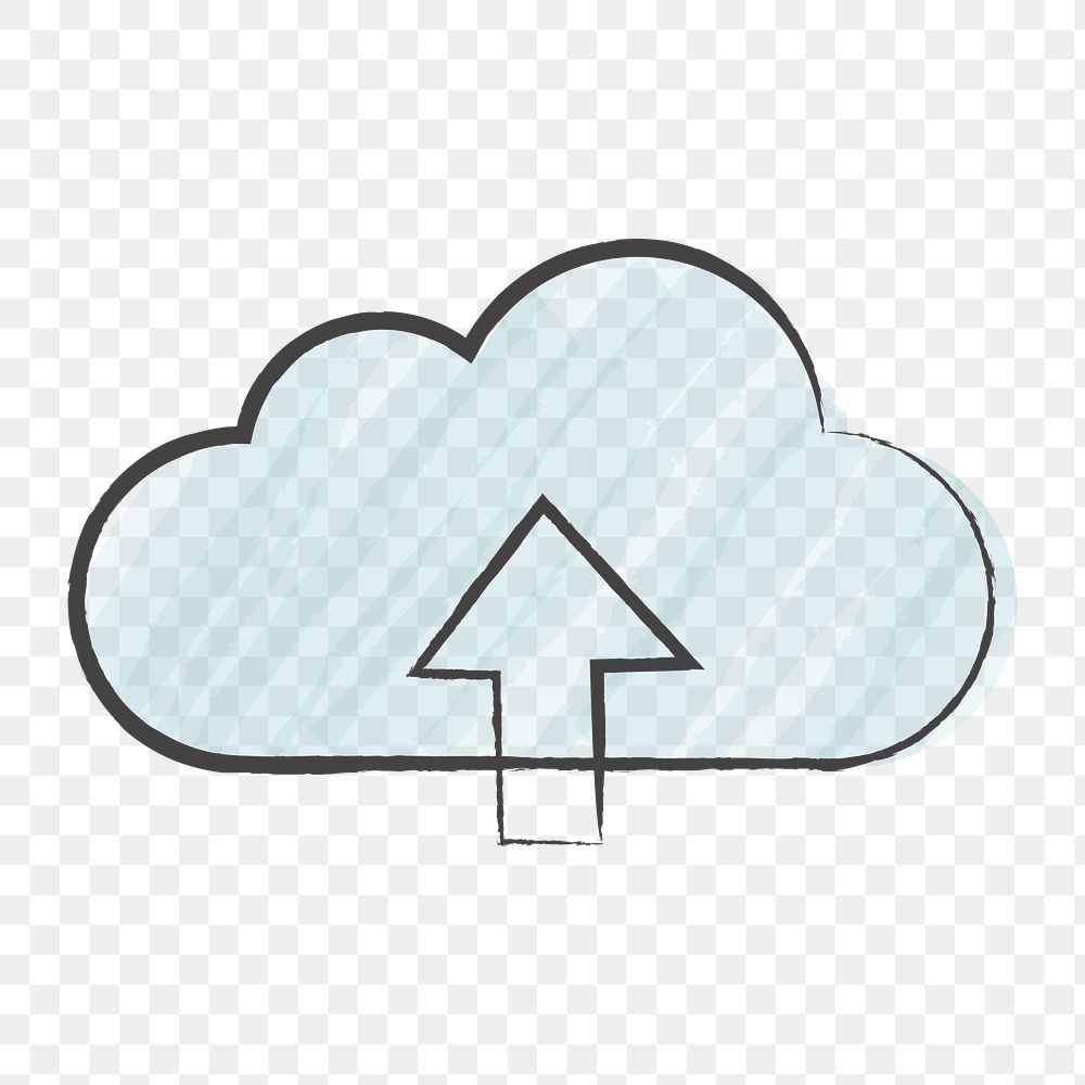 Png cloud upload icon, transparent background