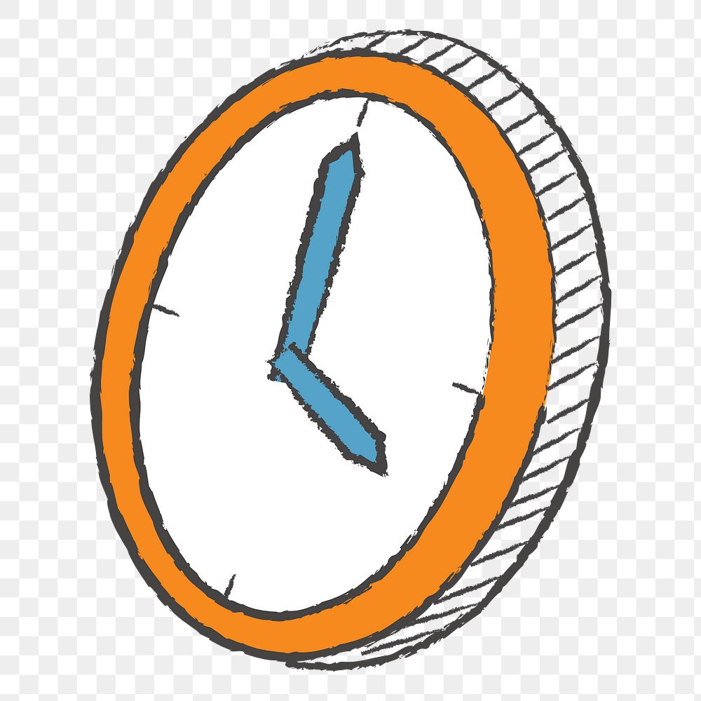 Png orange wall clock design element, transparent background