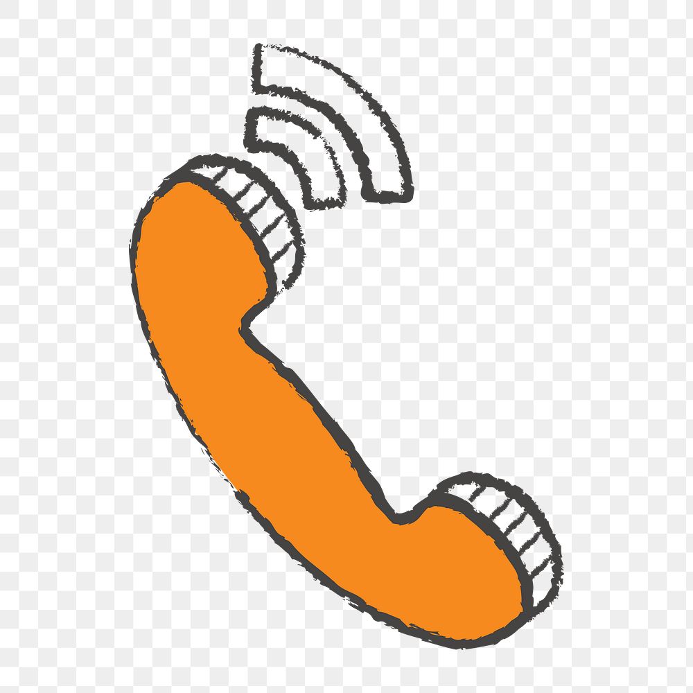 Png orange telephone calling design element, transparent background