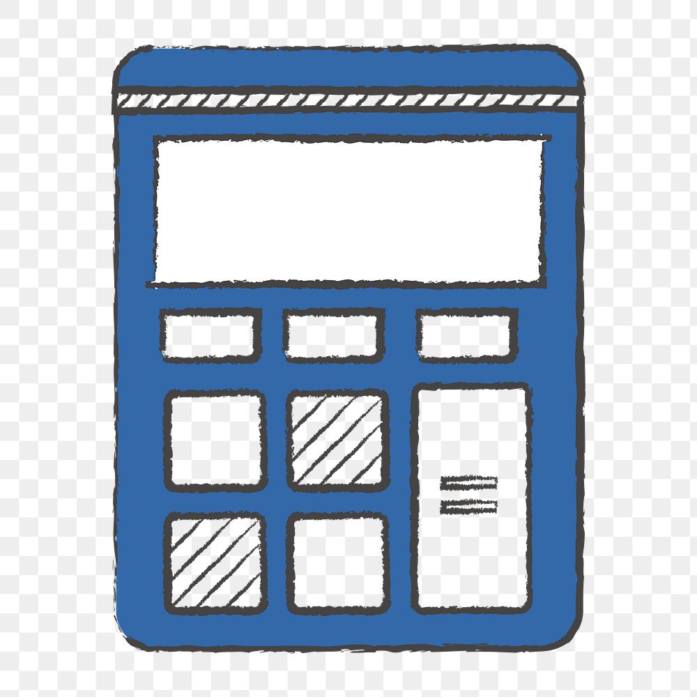 Png blue calculator design element, transparent background