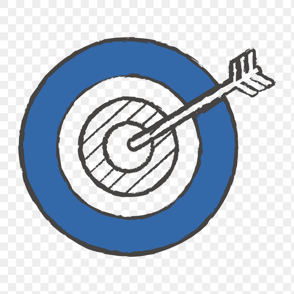 Png blue arrow target design element, transparent background