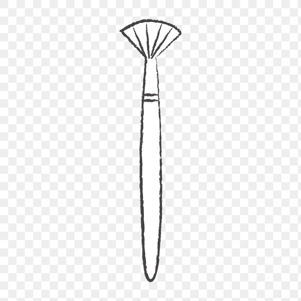 Png white paint brush doodle icon, transparent background
