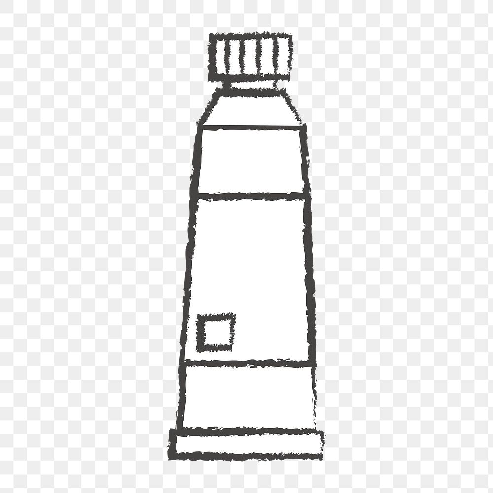 Png white paint tube doodle icon, transparent background