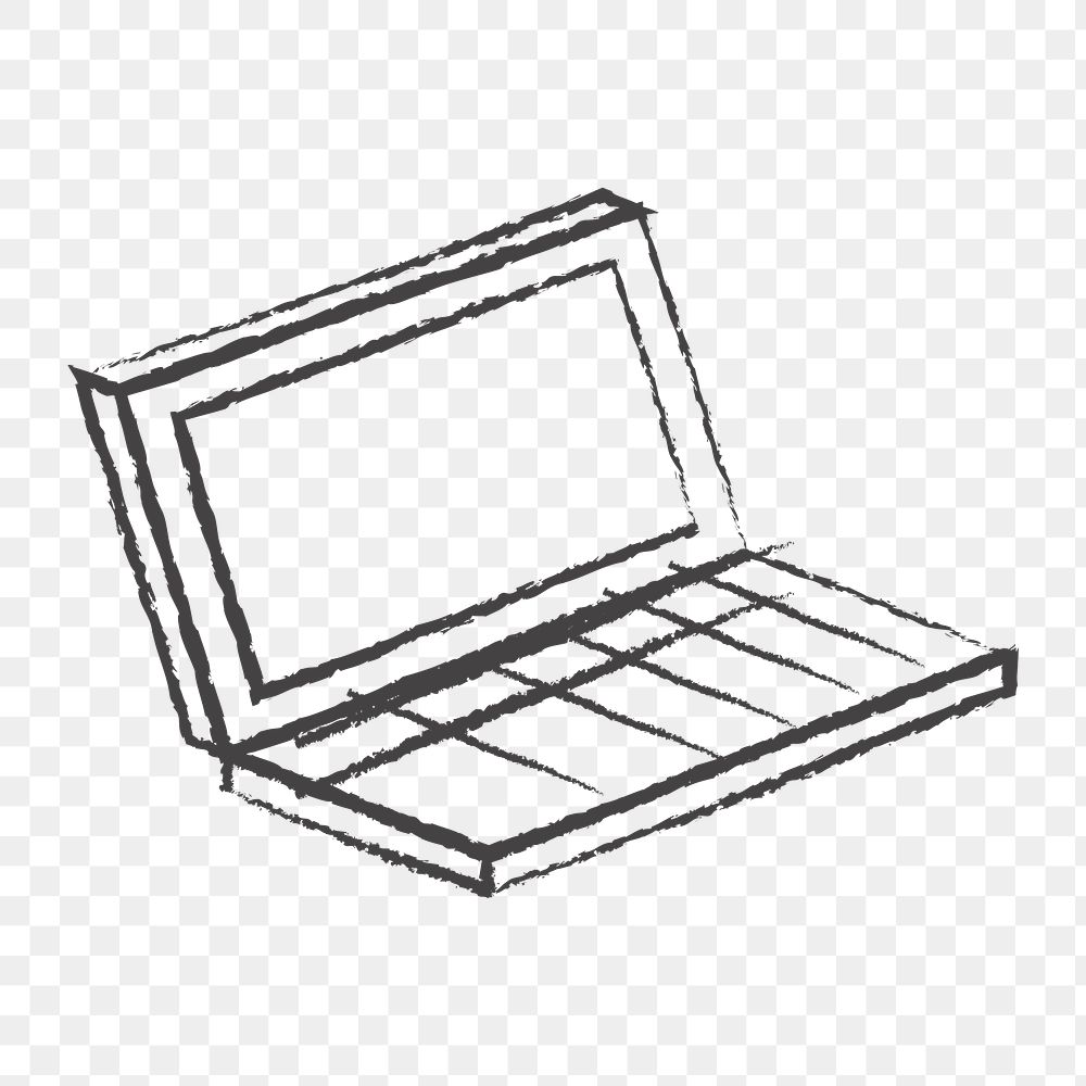 Png outline laptop design element, transparent background