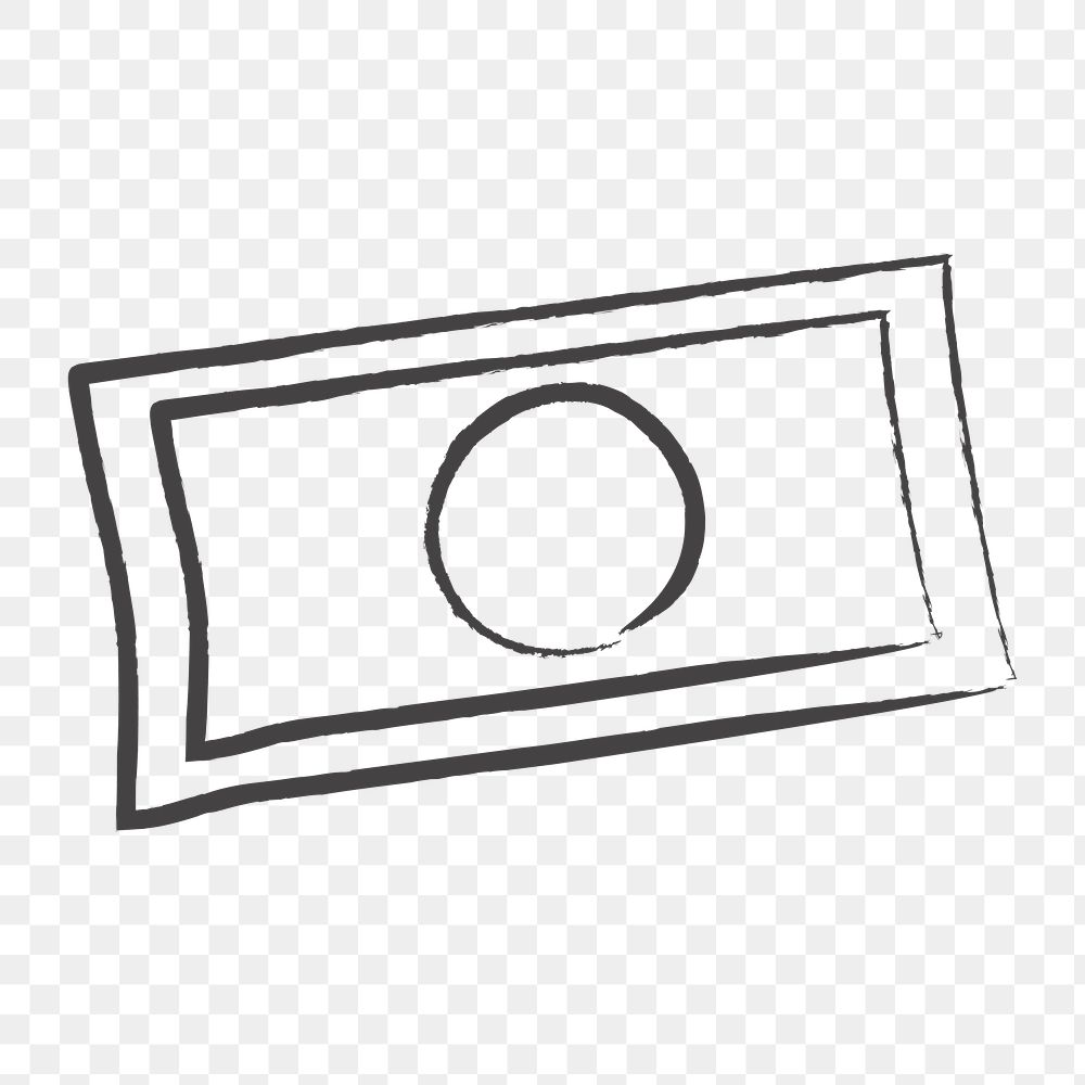 Png outline cash money design element, transparent background