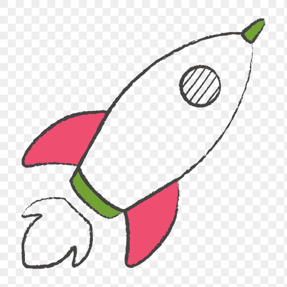 Png cute rocket design element, transparent background