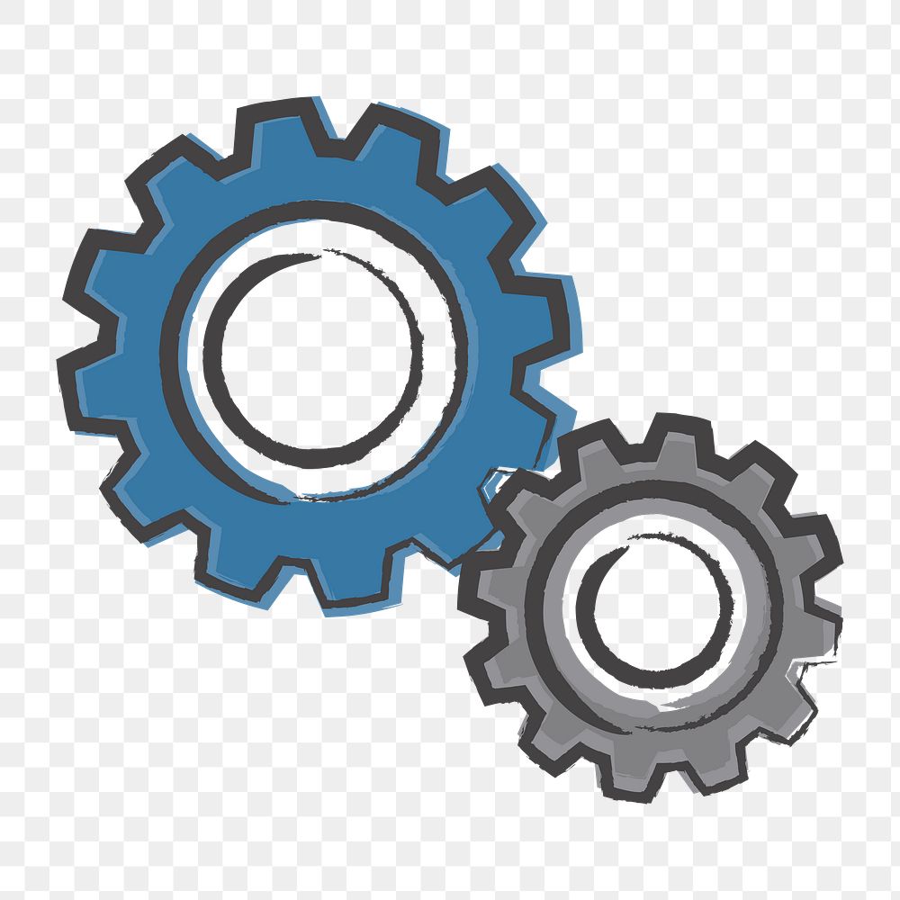 Png cogwheels icon design element, transparent background