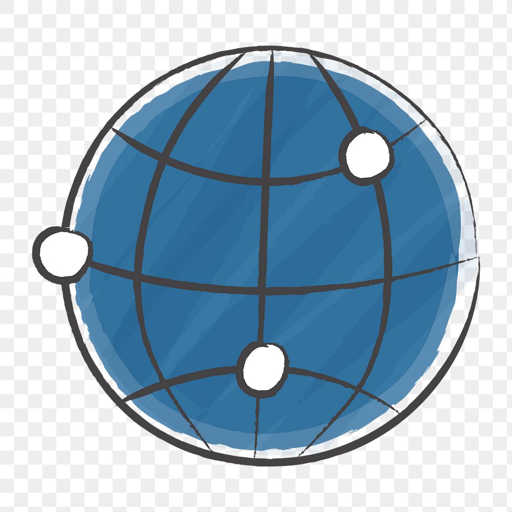 Png blue global connection design element, transparent background