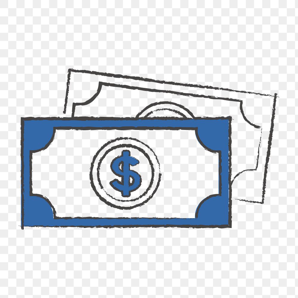 Png blue cash design element, transparent background