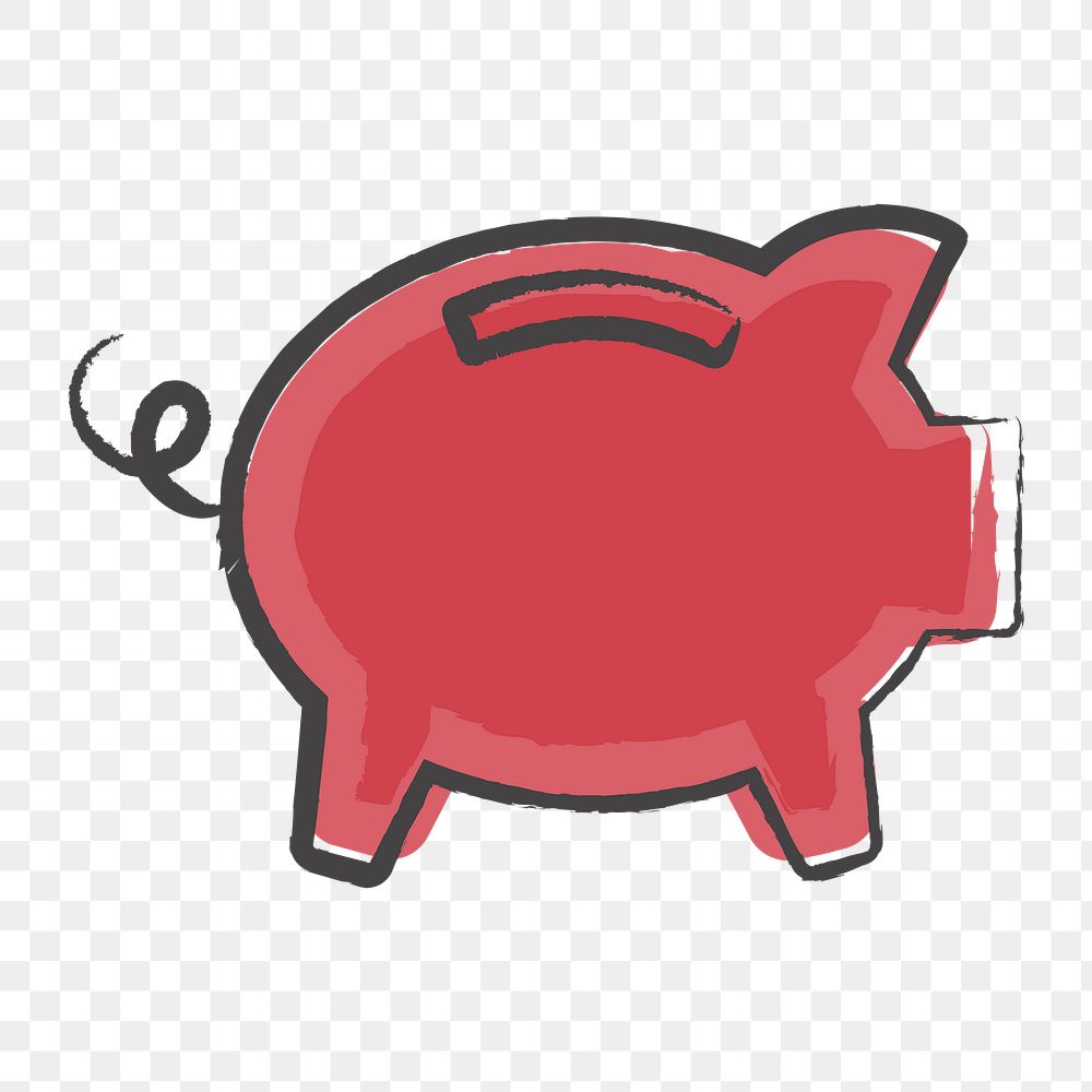 Png red piggybank icon, transparent background