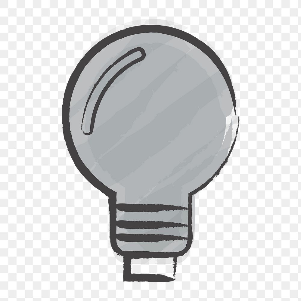 Png gray light bulb icon, transparent background