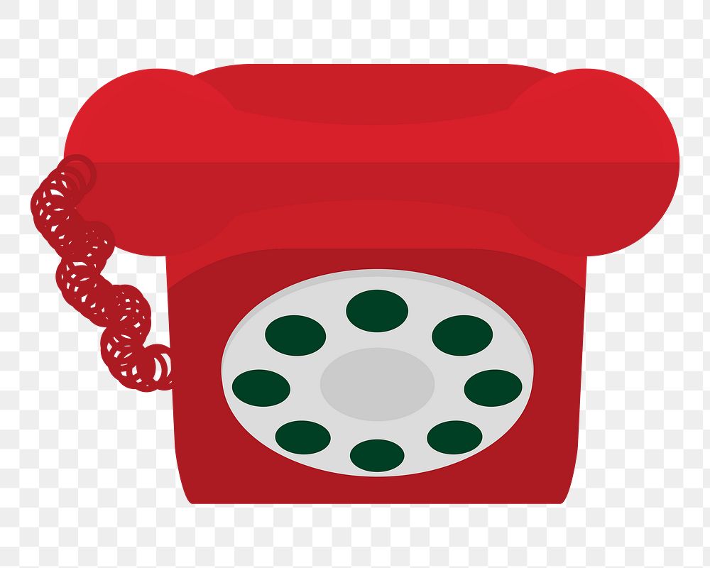 Png red telephone flat sticker, transparent background
