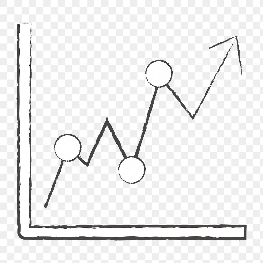 Png minimal business graph doodle icon, transparent background