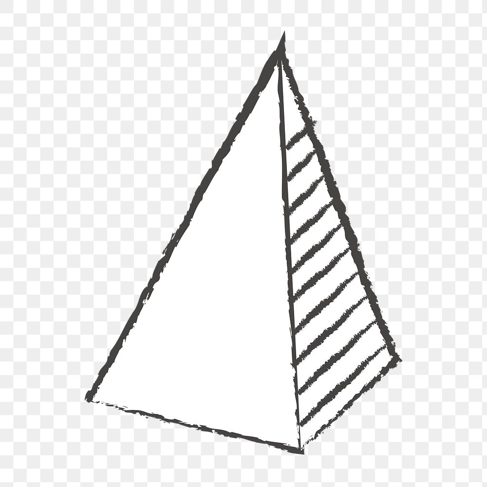 Png white prism doodle icon, transparent background