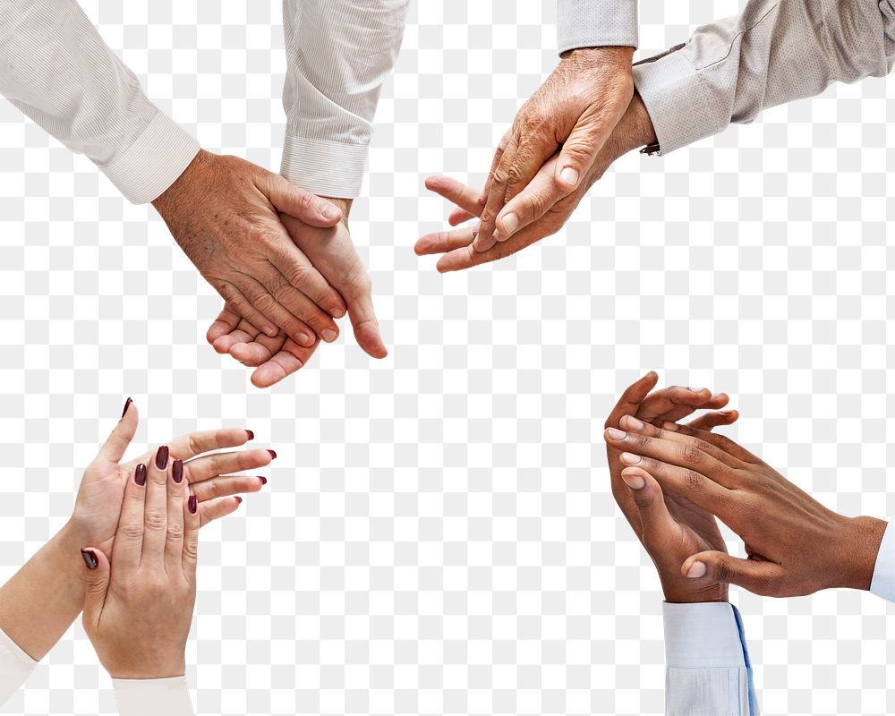 Business png people clapping, transparent background