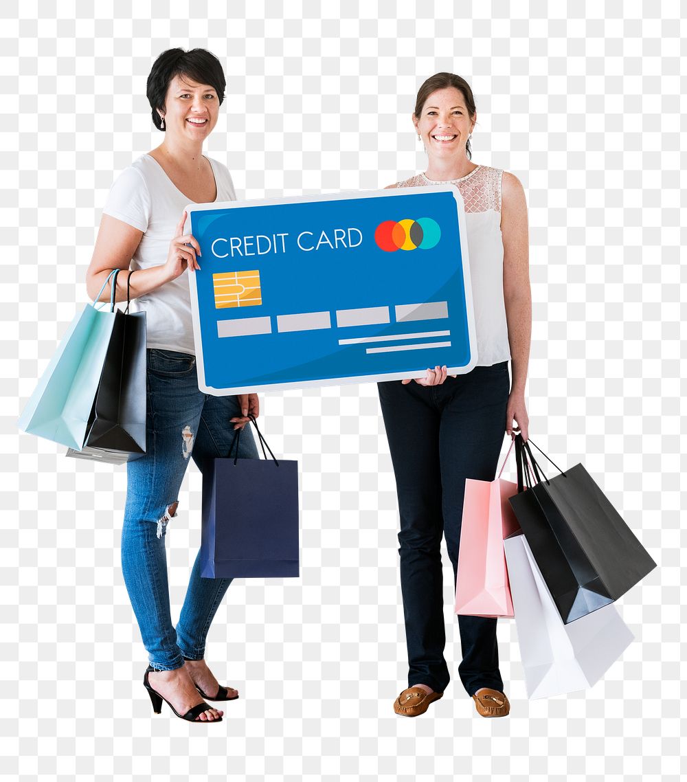 Png Women & credit card, transparent background