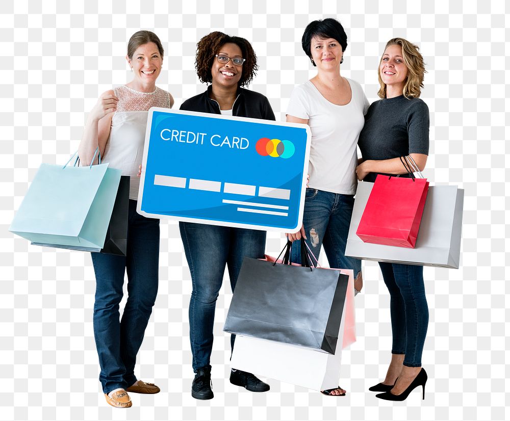 Png Women & credit card, transparent background