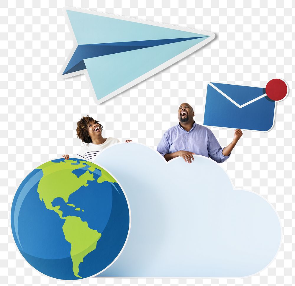 Png Happy people messaging, transparent background
