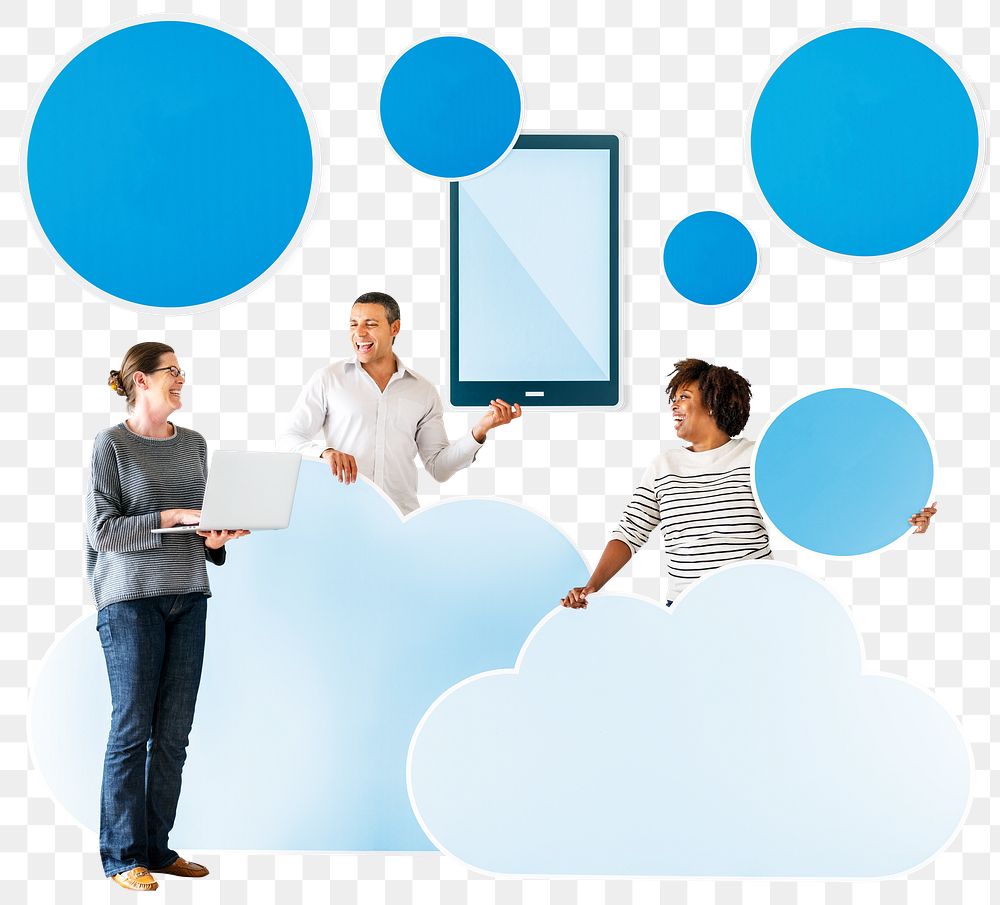 Cloud network png element, transparent background