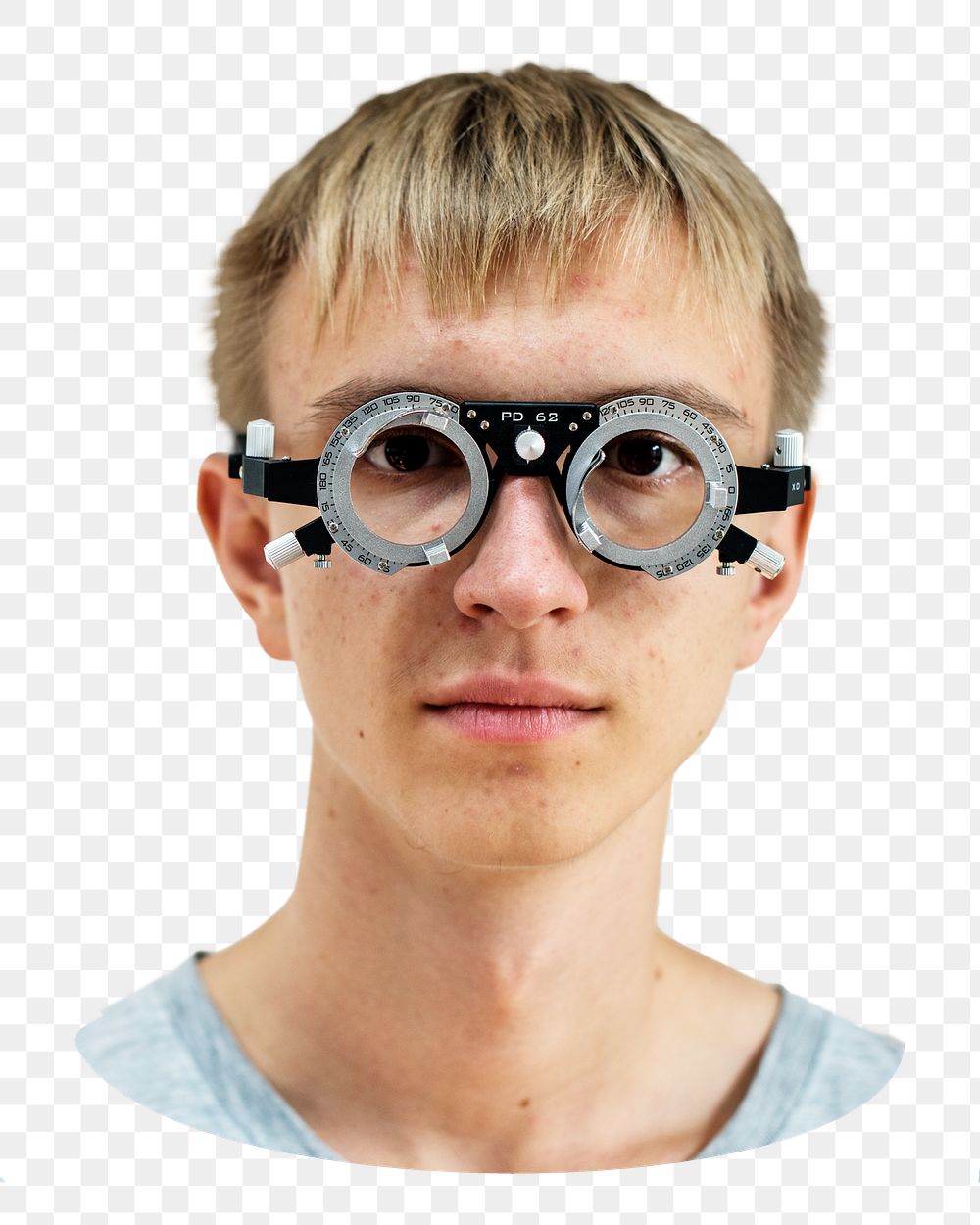 PNG Young man having sight testing, collage element, transparent background