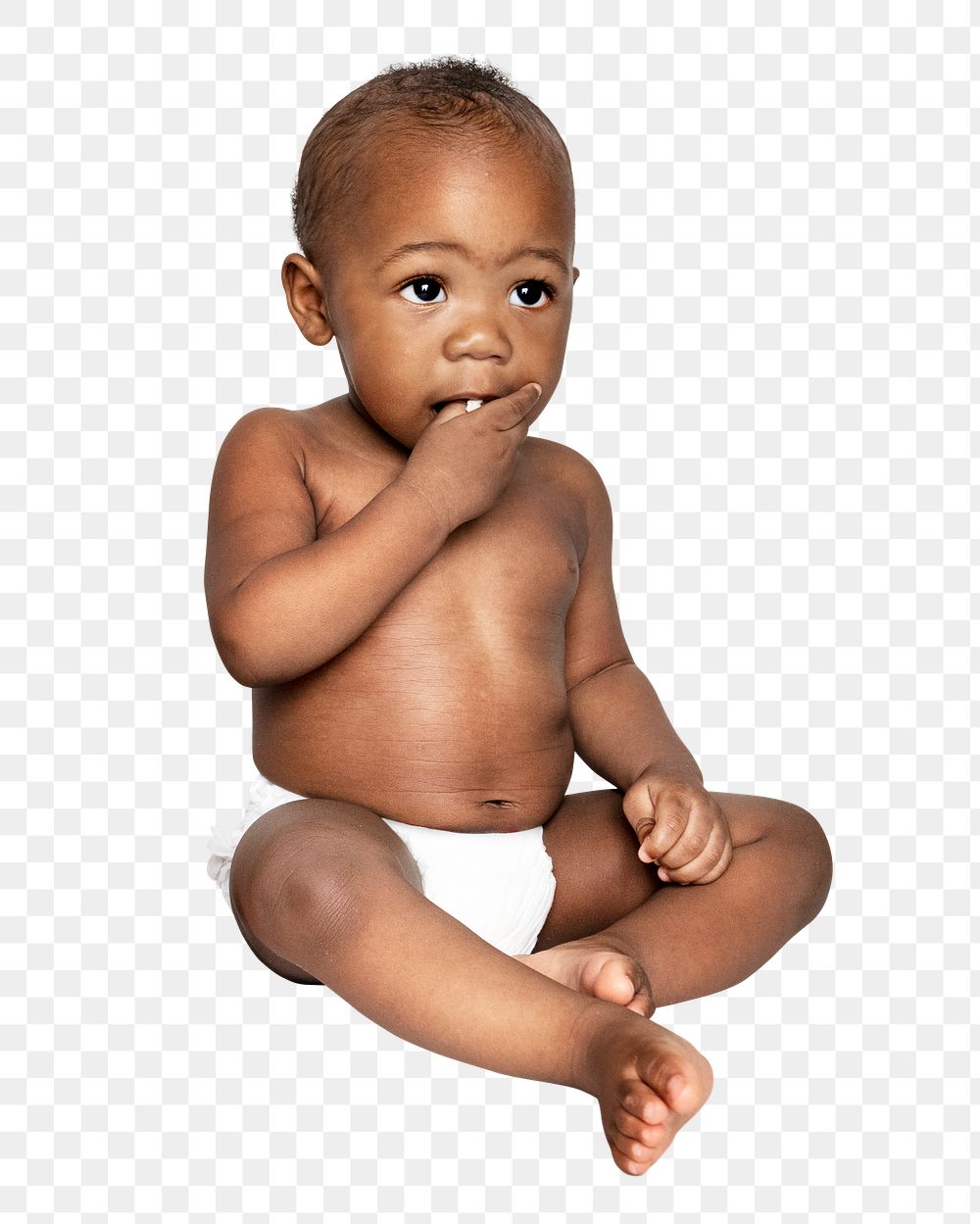 Png Baby in diaper sitting, transparent background