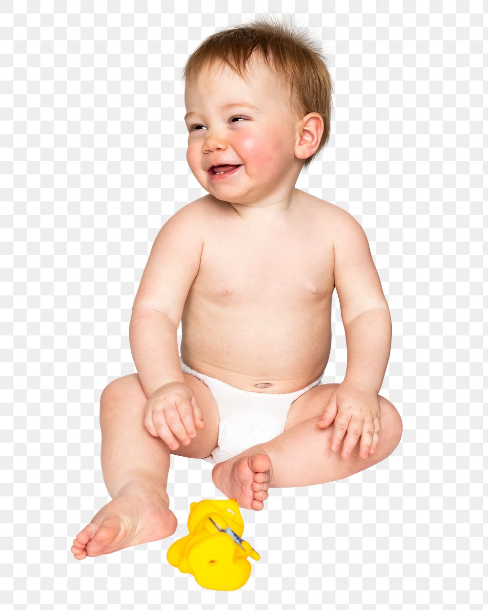 Png Baby in diaper sitting, transparent background