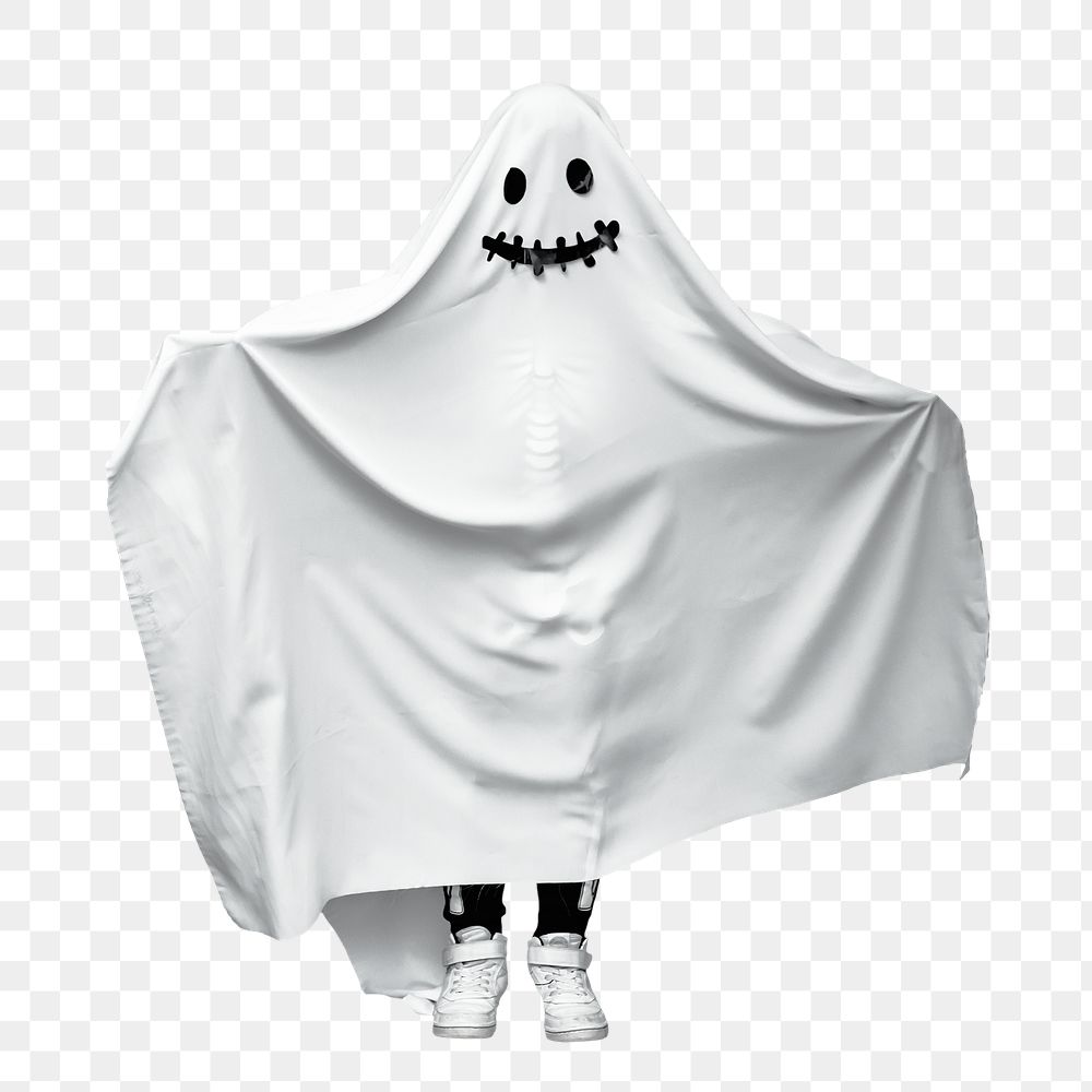 PNG Ghost costume for Halloween party, collage element, transparent background
